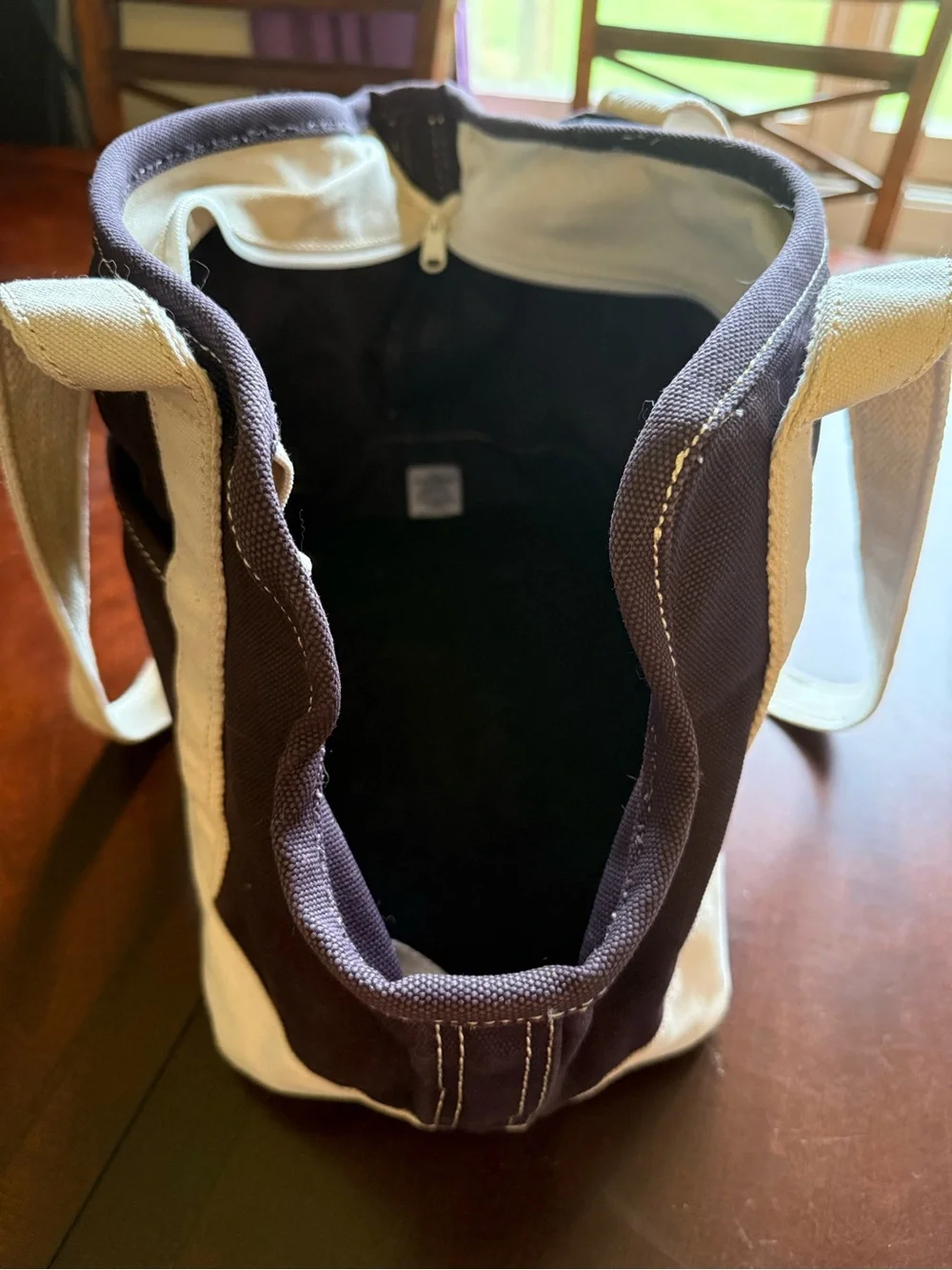 Lands' End Purple and Cream Animal Canvas Duffel Tote